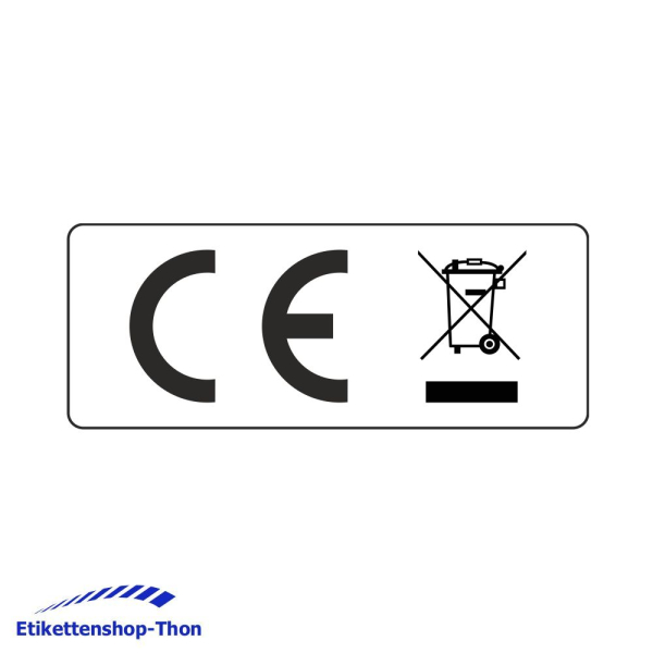 CE + WEEE Aufkleber - 20x8 mm - 1000 Stück - weiß